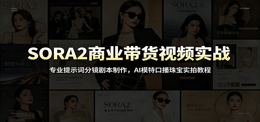 SORA2商业带货视频实战:专业提示词分镜剧本制作,AI模特口播珠宝实拍教程-聚合项目网
