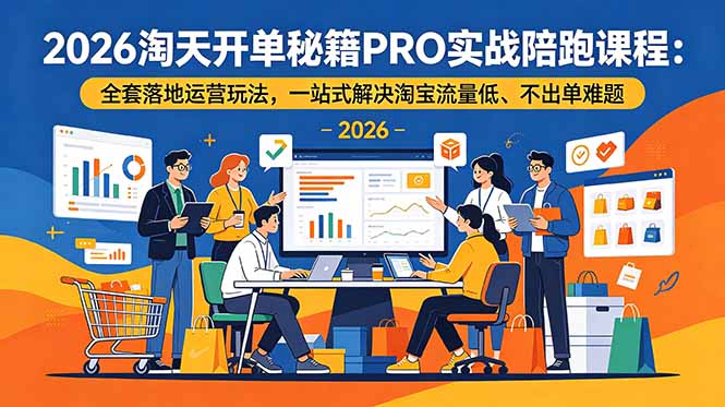 2026淘天开单秘籍PRO实战陪跑课程-更新：全套落地运营玩法，一站式解决淘宝流量低、不出单难题-聚合项目网