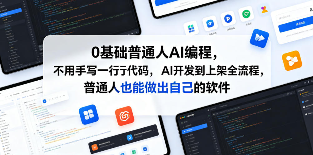 0基础普通人AI编程，不用手写一行代码，AI开发到上架全流程，普通人也能做出自己的软件-聚合项目网