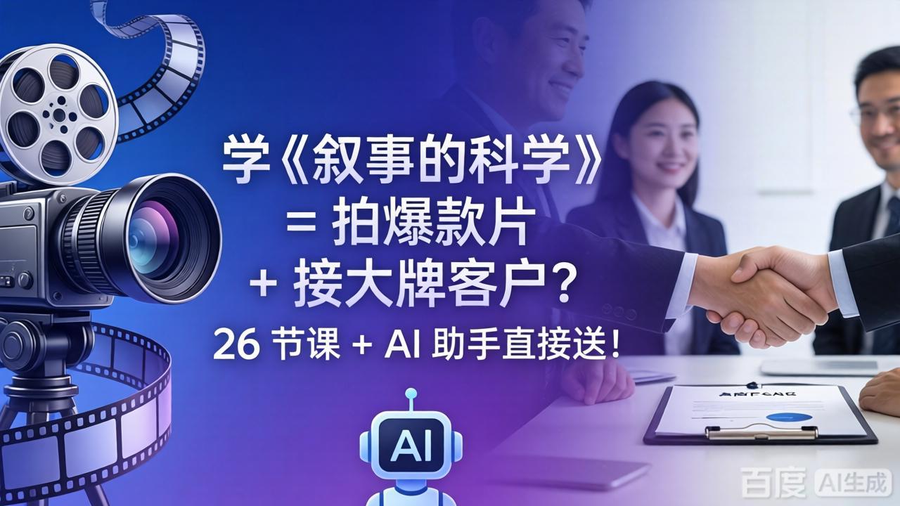 学《叙事的科学》= 拍爆款片 + 接大牌客户？26 节课 + AI 助手直接送！-聚合项目网