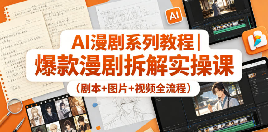 AI漫剧系列教程｜爆款漫剧拆解实操课(剧本+图片+视频全流程)-聚合项目网