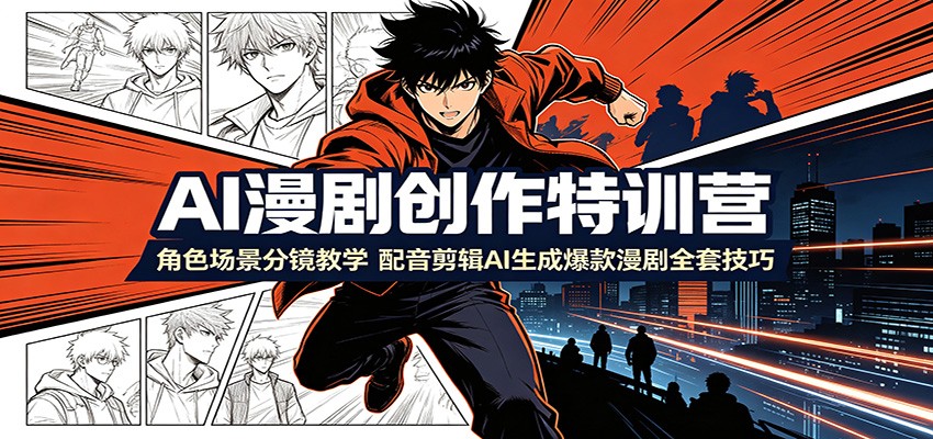 AI漫剧创作特训营:角色场景分镜教学,配音剪辑AI生成爆款漫剧全套技巧-聚合项目网