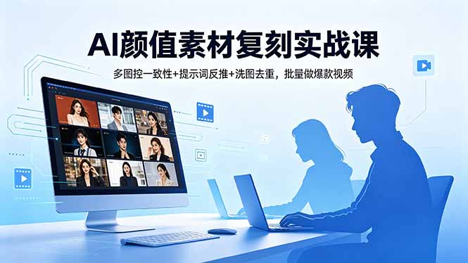 AI颜值素材复刻实战课，多图控一致性+提示词反推+洗图去重，批量做爆款视频-聚合项目网