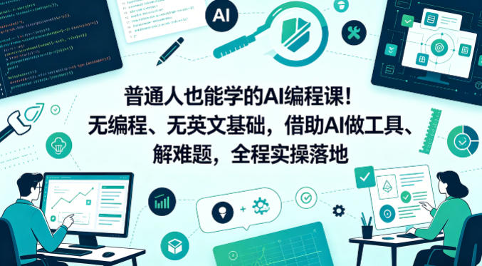 普通人也能学的AI编程课！无编程、无英文基础，借助AI做工具、解难题，全程实操落地-聚合项目网