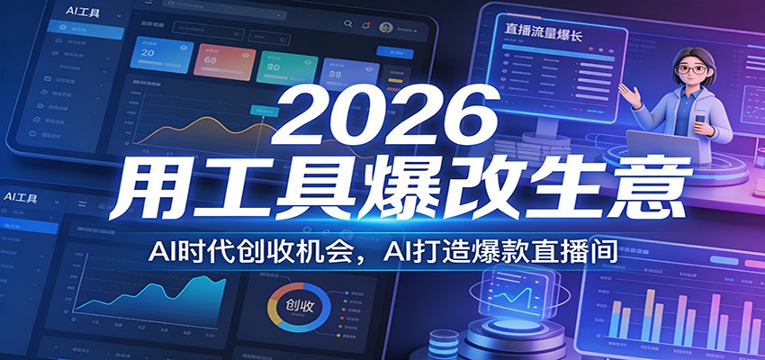 2026用工具爆改生意，AI时代创收机会，AI打造爆款直播间-聚合项目网