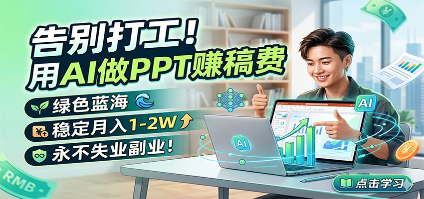 告别打工！用AI做PPT赚稿费，绿色蓝海，稳定月入1-2W，永不失业副业！-聚合项目网
