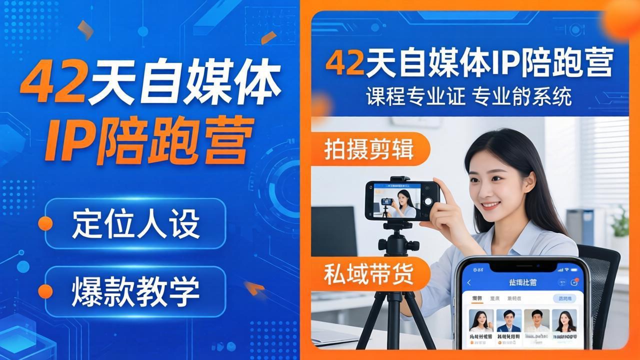 42天自媒体IP陪跑营-26年4月19更新：定位人设爆款全教学，拍摄剪辑私域带货一站式落地-聚合项目网
