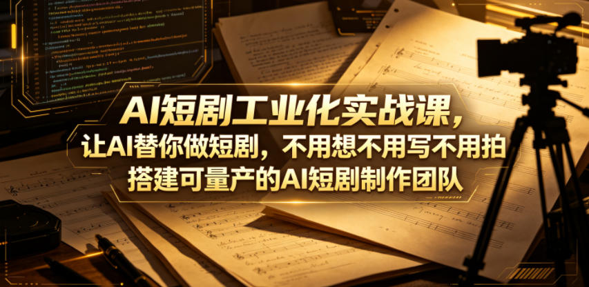 AI短剧工业化实战课，让AI替你做短剧，不用想不用写不用拍，搭建可量产的AI短剧制作团队-聚合项目网