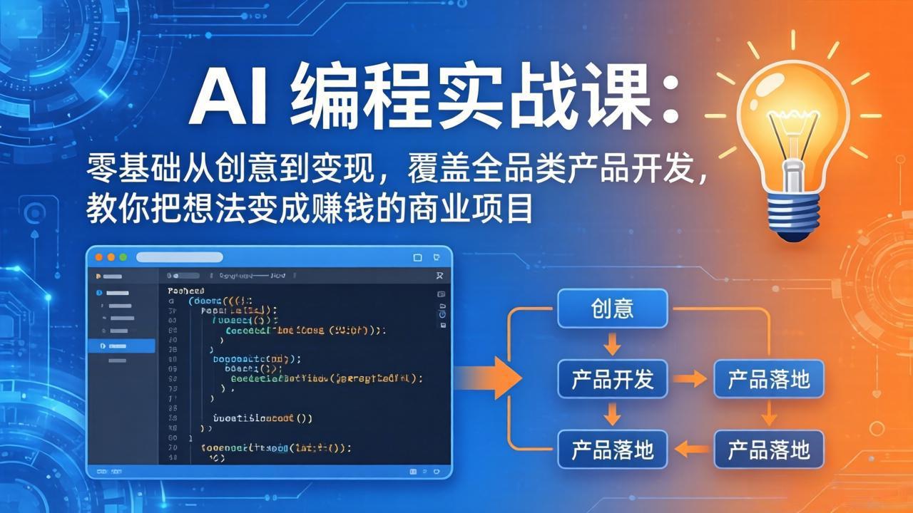 AI编程实战课-第三期-5月9更新：零基础从创意到变现，覆盖全品类产品开发，把想法变成赚钱项目-聚合项目网