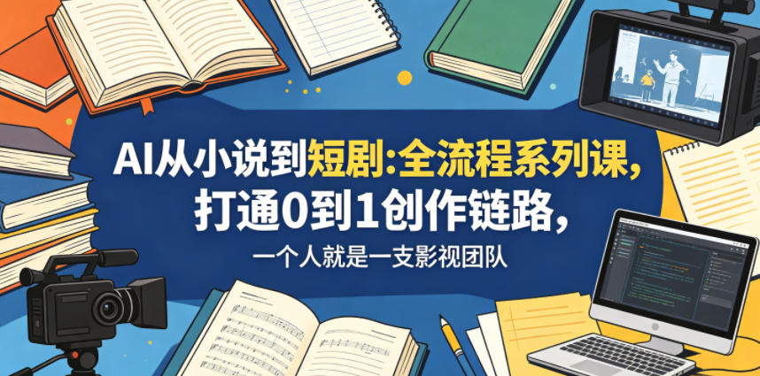 AI从小说到短剧全流程系列课，打通0到1创作链路，一个人就是一支影视团队-聚合项目网