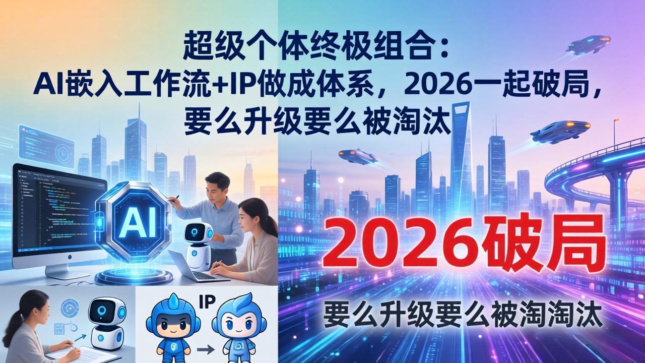 超级个体终极组合：AI嵌入工作流+IP做成体系，2026一起破局，要么升级要么被淘汰-聚合项目网