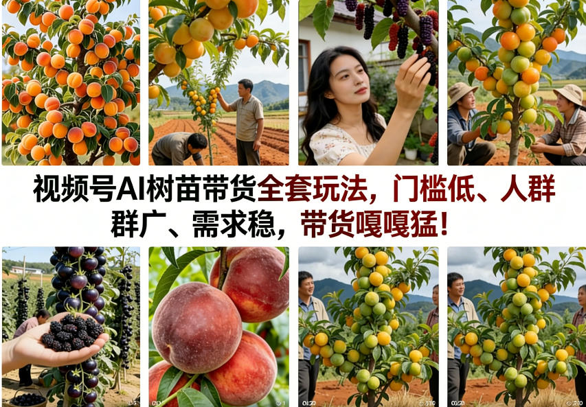 视频号AI树苗带货全套玩法，门槛低、人群广、需求稳，带货嘎嘎猛！(更新0426)-聚合项目网
