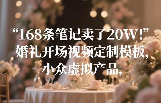 168条笔记卖了20W！婚礼开场视频定制模板，小众虚拟产品-聚合项目网
