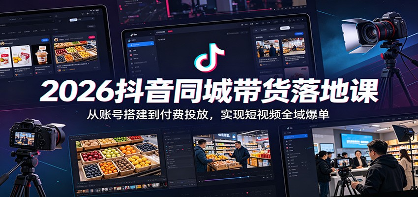 2026抖音同城带货落地课：从账号搭建到付费投放，实现短视频全域爆单-聚合项目网