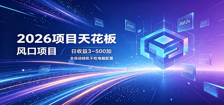 2026项目天花板，风口项目，日收益3~500+全自动挂机，不吃配置-聚合项目网
