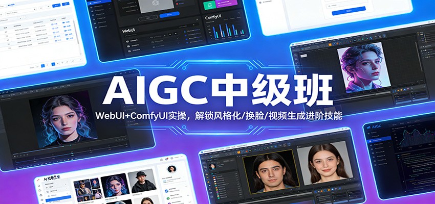 AIGC中级班：WebUI+ComfyUI实操，解锁风格化/换脸/视频生成进阶技能-聚合项目网