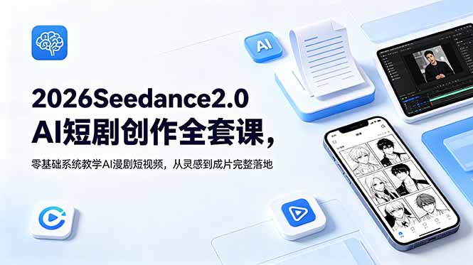 2026Seedance2.0AI短剧创作全套课，零基础系统教学AI漫剧短视频，从灵感到成片完整落地-聚合项目网