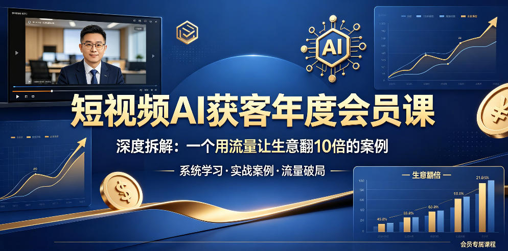 短视频AI获客年度会员课，深度拆解，一个用流量让生意翻10倍的案例-聚合项目网
