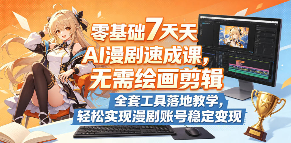 零基础7天AI漫剧速成课，无需绘画剪辑，全套工具落地教学，轻松实现漫剧账号稳定变现-聚合项目网
