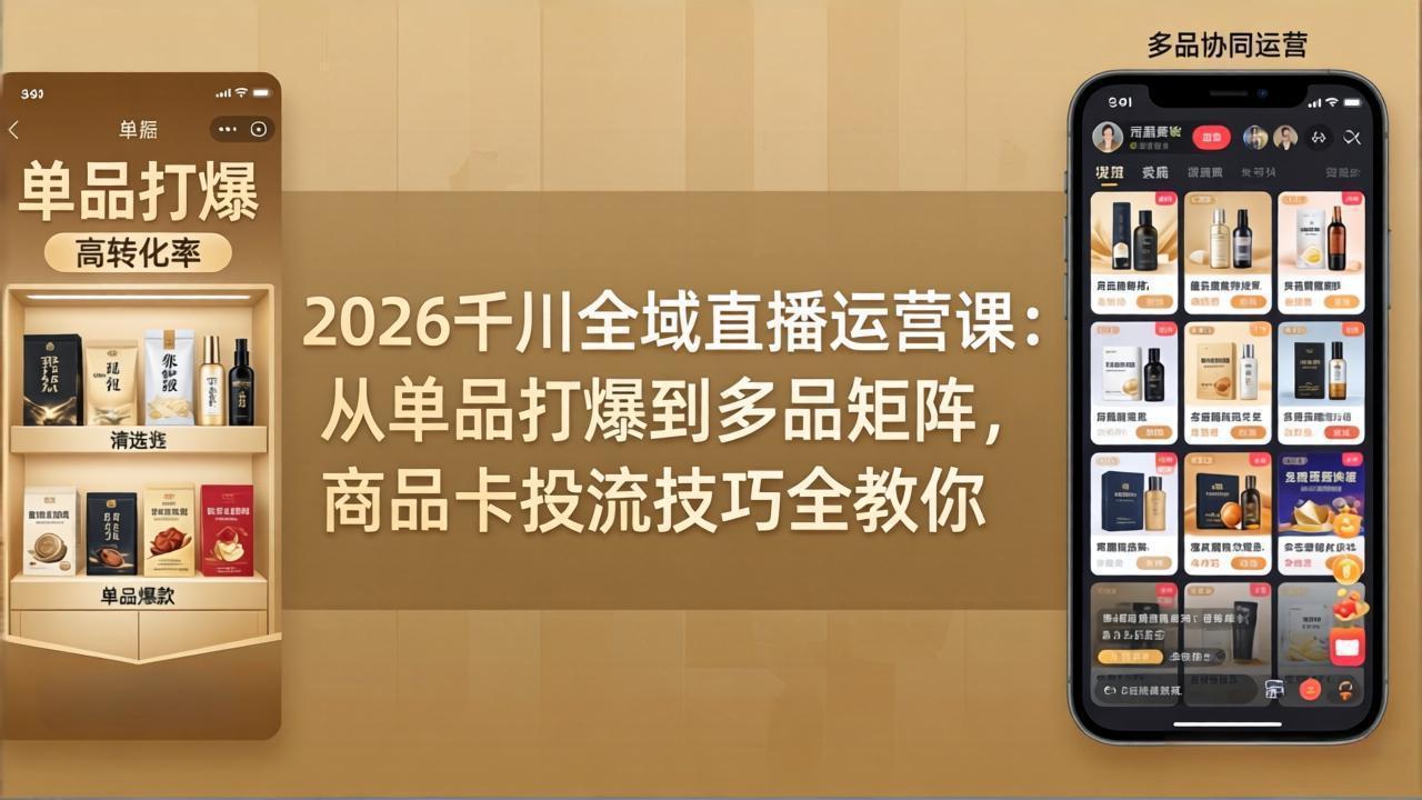 2026千川全域直播运营课：从单品打爆到多品矩阵，商品卡投流技巧全教你-聚合项目网