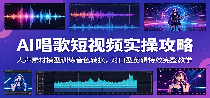 AI唱歌短视频实操攻略：人声素材模型训练音色转换，对口型剪辑特效完整教学-聚合项目网