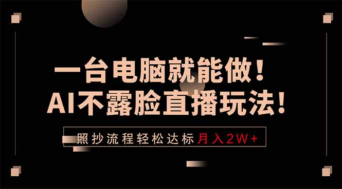 一台电脑就能做！AI不露脸直播玩法，照抄流程轻松达标月入2W+-聚合项目网
