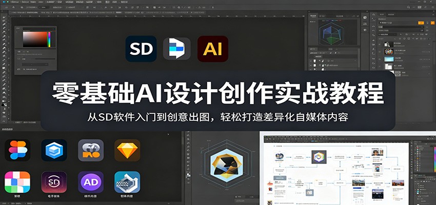 零基础AI设计创作实战教程：从SD软件入门到创意出图，轻松打造差异化自媒体内容-聚合项目网