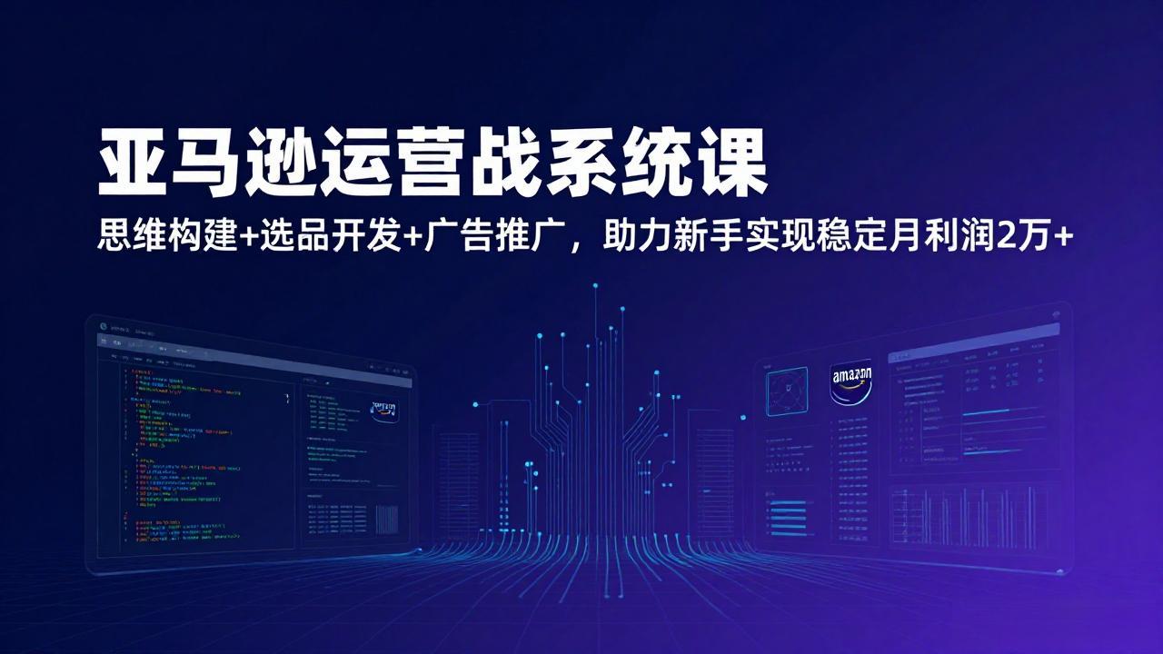 亚马逊运营实战系统课，思维构建+选品开发+广告推广，助力新手实现稳定月利润2万+(更新-聚合项目网