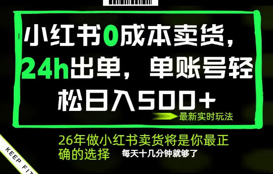 小红书0成本AI卖货，24小时出单，全流程托管，保底日入500+，每天十几分钟就够了【揭秘】-聚合项目网