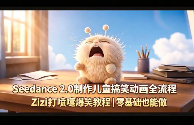 Seedance 2.0制作儿童搞笑动画全流程Zizi打喷嚏爆笑教程｜零基础也能做-聚合项目网