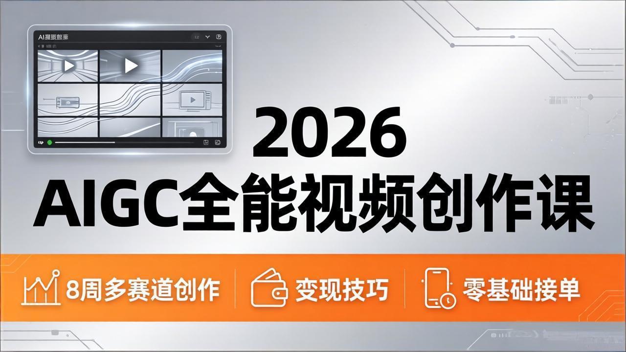 2026AIGC全能视频创作课，8周吃透多赛道创作+变现，零基础也能高效出片接单-聚合项目网