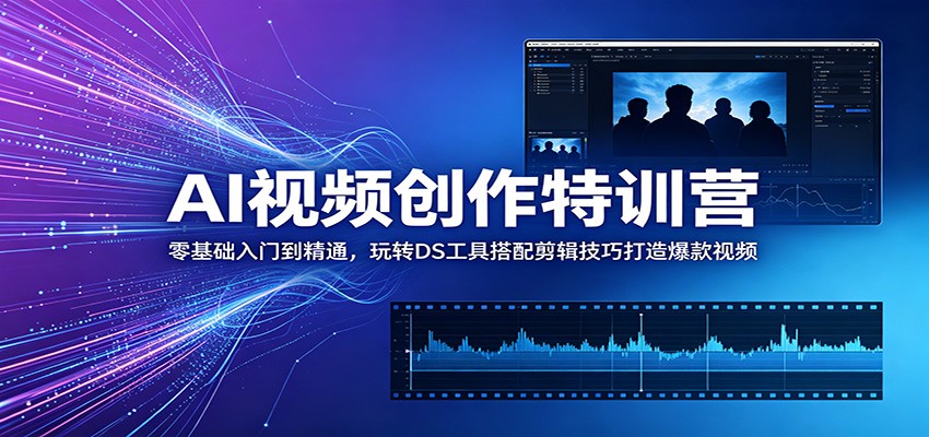 AI视频创作特训营：零基础入门到精通，玩转DS工具搭配剪辑技巧打造爆款视频-聚合项目网