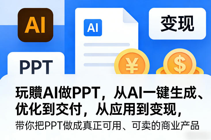 玩賺AI做PPT，从AI一键生成、优化到交付，从应用到变现，带你把PPT做成真正可用、可卖的商业产品(更新0513)-聚合项目网