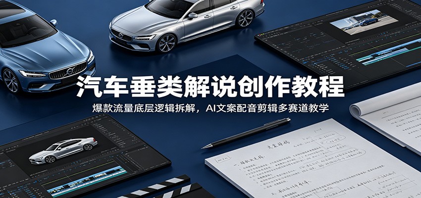 汽车垂类解说创作教程：爆款流量底层逻辑拆解，AI文案配音剪辑多赛道教学-聚合项目网