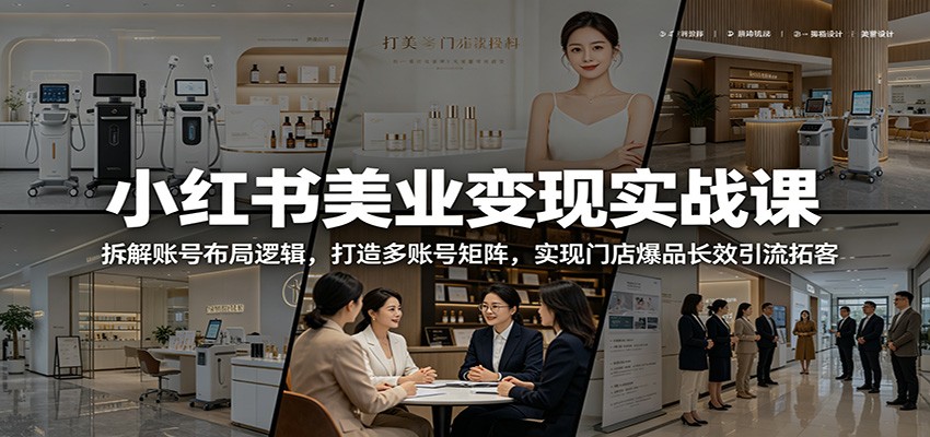 小红书美业变现实战课：拆解账号布局逻辑，打造多账号矩阵，实现门店爆品长效引流拓客-聚合项目网