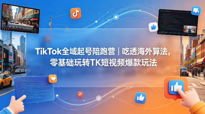 TikTok全域起号陪跑营｜吃透海外算法，零基础玩转TK短视频爆款玩法-聚合项目网