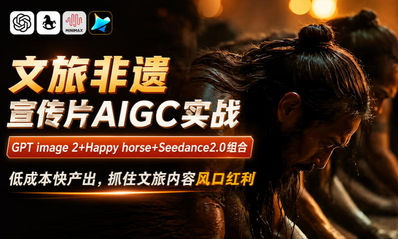 文旅非遗宣传片AIGC实战，GPT image 2+Happy horse+Seedance2.0组合，低成本快产出，抓住文旅内容风口红利-聚合项目网