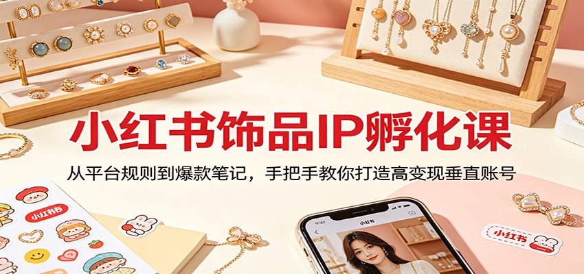 小红书饰品IP孵化课：从平台规则到爆款笔记，手把手教你打造高变现垂直账号-聚合项目网