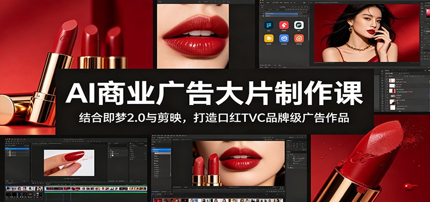 AI商业广告大片制作课：结合即梦2.0与剪映，打造口红TVC品牌级广告作品-聚合项目网
