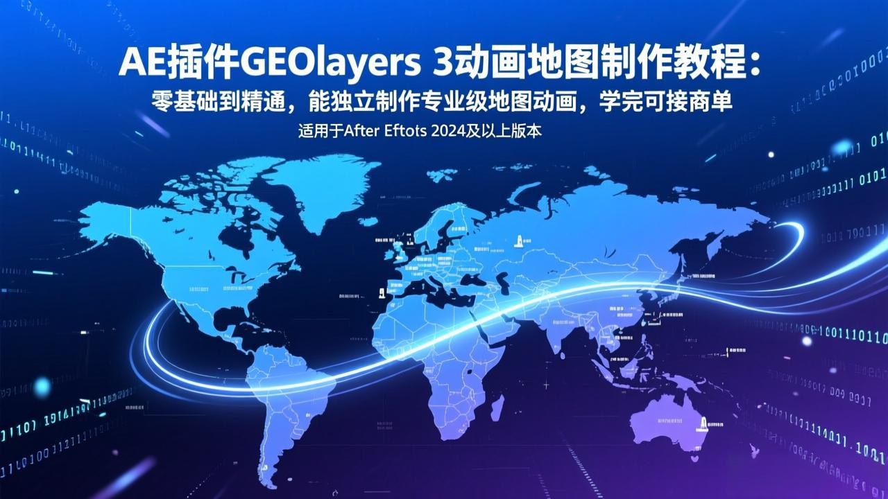 AE插件GEOlayers 3动画地图制作教程：零基础到精通，能独立制作专业级地图动画，学完可接商单-聚合项目网