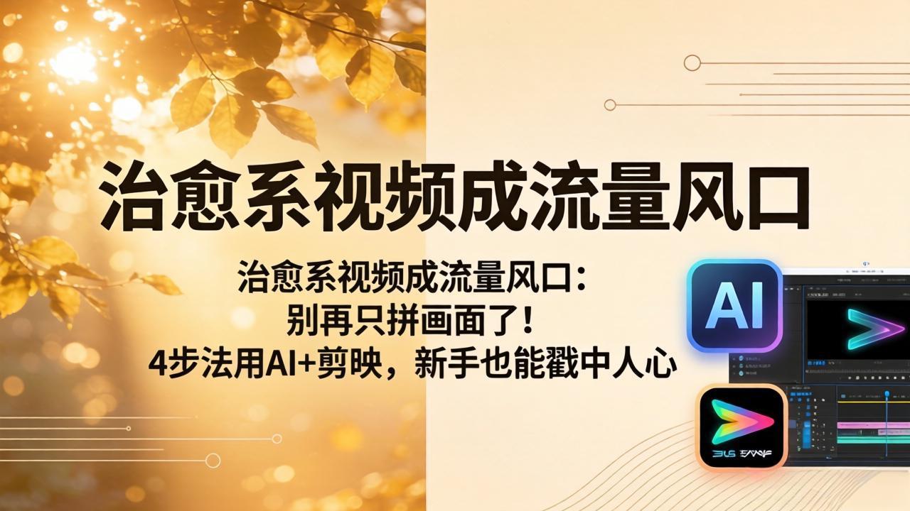 治愈系视频成流量风口：别再只拼画面了！4步法用AI+剪映，新手也能戳中人心-聚合项目网