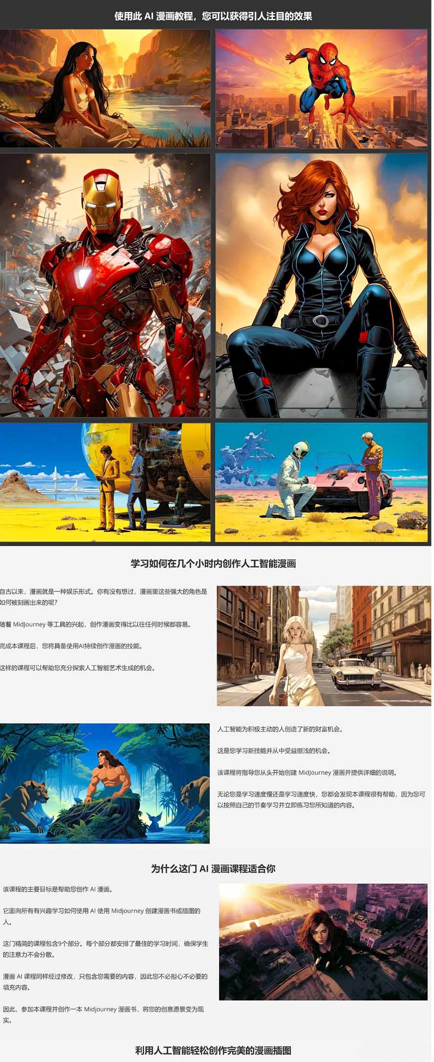 Midjourney AI漫画创作课，脚本构思、人物设计、排版合成，零基础创作完整漫画或系列插画-聚合项目网