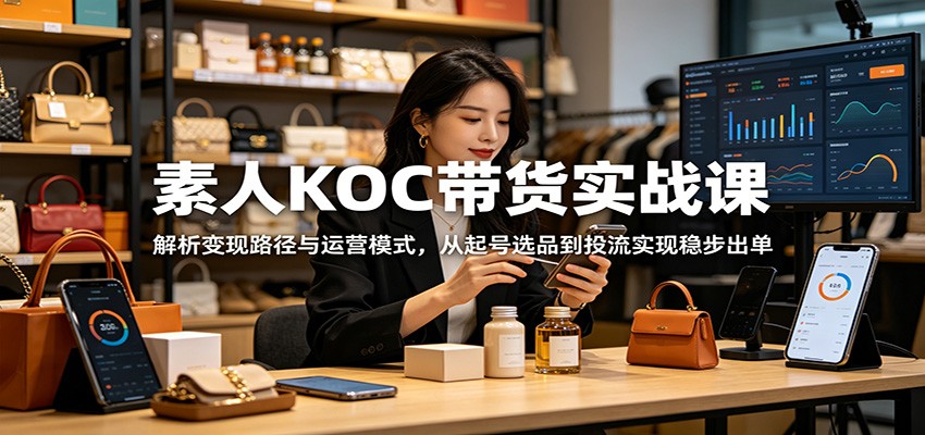 素人KOC带货实战课：解析变现路径与运营模式，从起号选品到投流实现稳步出单-聚合项目网