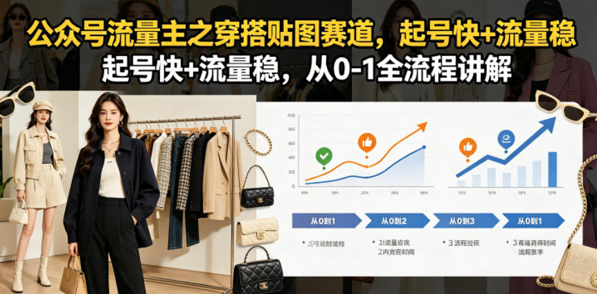 公众号流量主之穿搭贴图赛道，起号快+流量稳，从0-1全流程讲解-聚合项目网