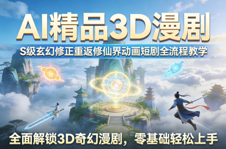AI精品3D漫剧S级玄幻修正重返修仙界动画短剧全流程教学，全面解锁3D奇幻漫剧，零基础轻松上手-聚合项目网