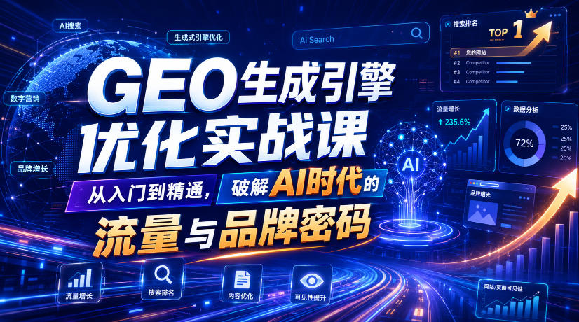 GEO生成引擎优化实战课，从入门到精通，破解AI时代的流量与品牌密码-聚合项目网
