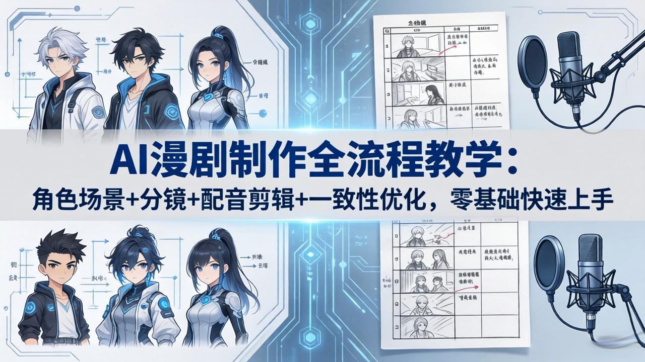 AI漫剧制作全流程教学：角色场景+分镜+配音剪辑+一致性优化，零基础快速上手-聚合项目网