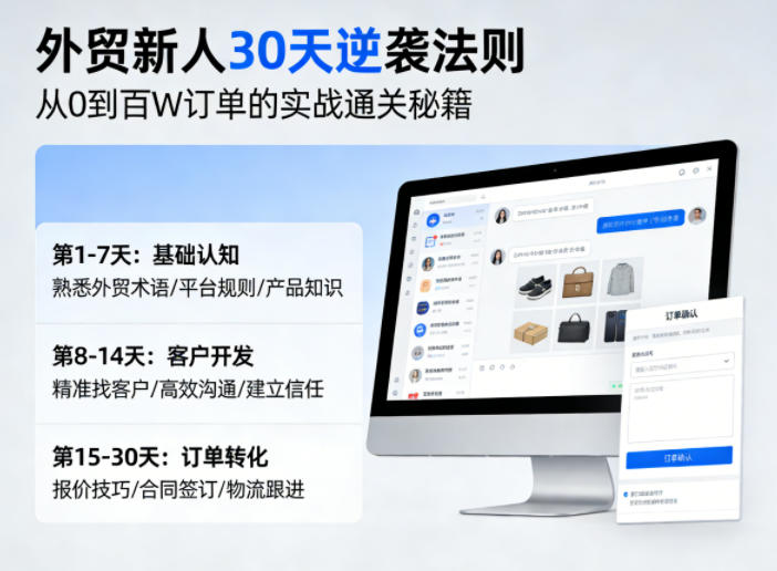 外贸新人30天逆袭法则，教你从0到百W订单的实战通关秘籍-聚合项目网