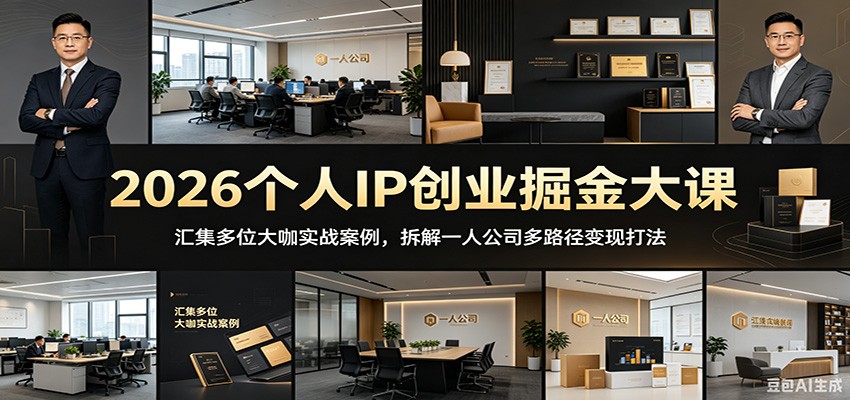 2026个人IP创业掘金大课：汇集多位大咖实战案例，拆解一人公司多路径变现打法-聚合项目网
