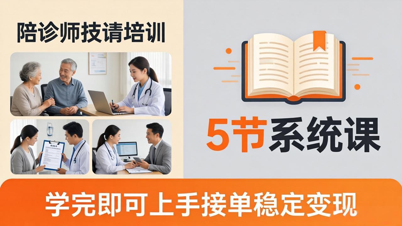想做陪诊师不知从何下手？5节系统课教你掌握核心技能，学完即可上手接单稳定变现-聚合项目网